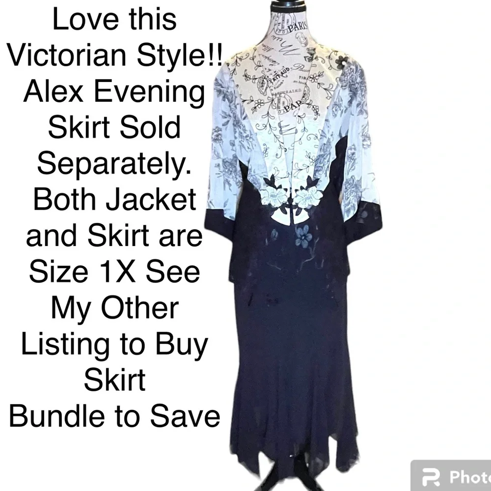 Spencer Alex Black & Cream Vintage 1080’s Kimono Jacket Women’s Size 1X - Picture 9 of 12